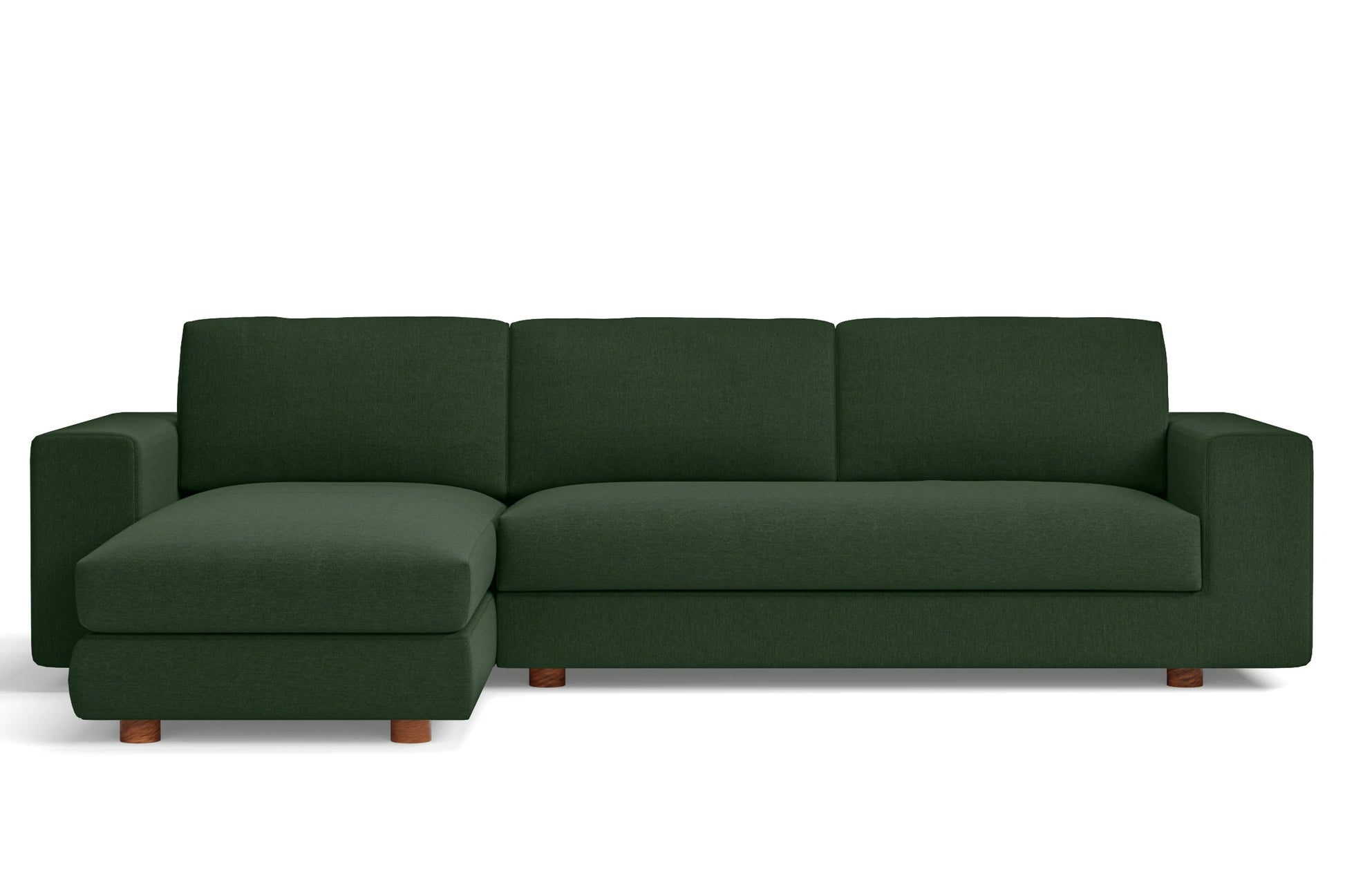 Arezzo 4 Seater Left Hand Facing Chaise Lounge Corner Sofa Forest Green Linen Fabric