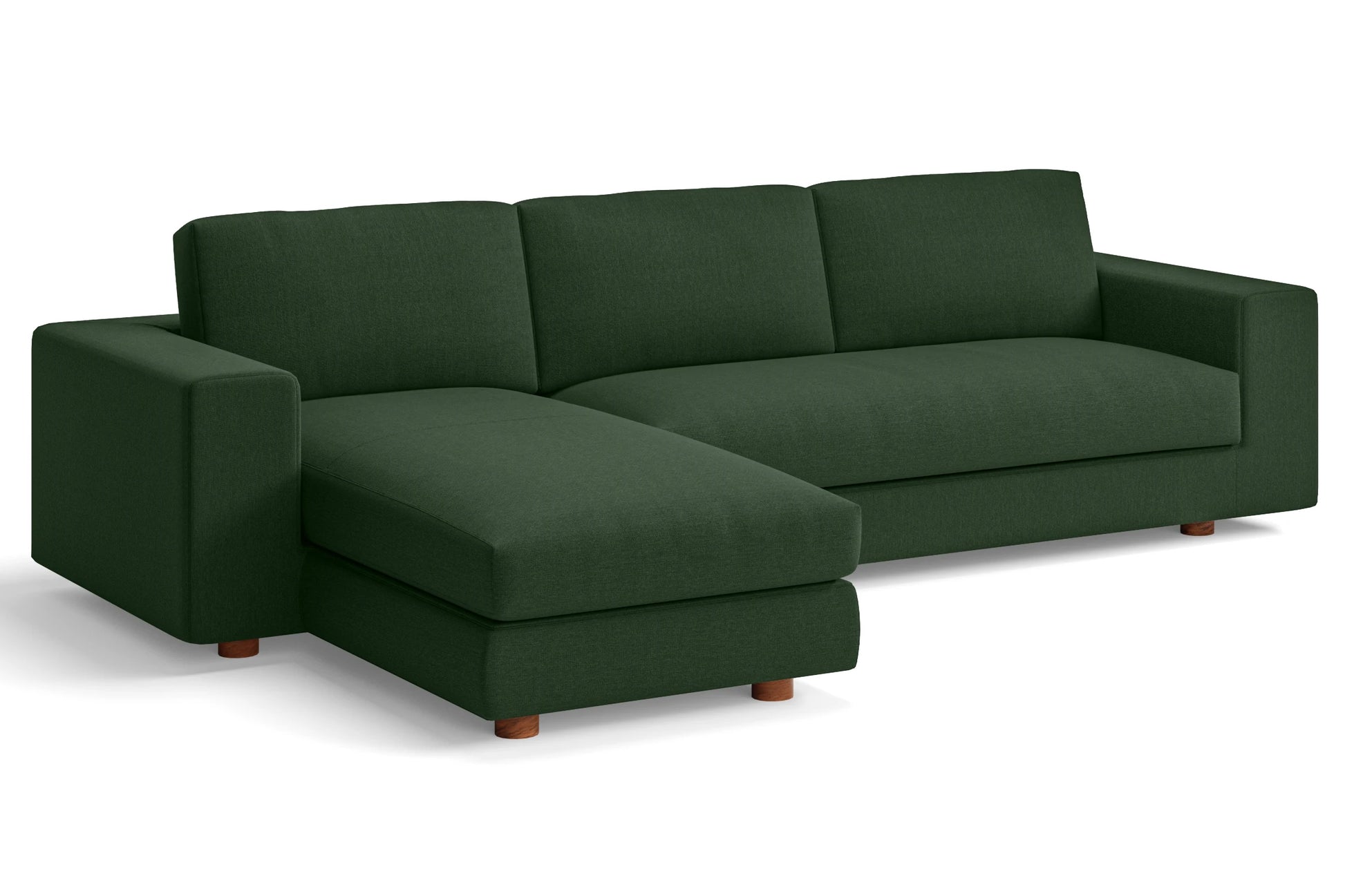 Arezzo 4 Seater Left Hand Facing Chaise Lounge Corner Sofa Forest Green Linen Fabric