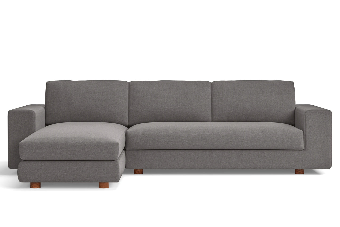 Arezzo 4 Seater Left Hand Facing Chaise Lounge Corner Sofa Grey Linen Fabric