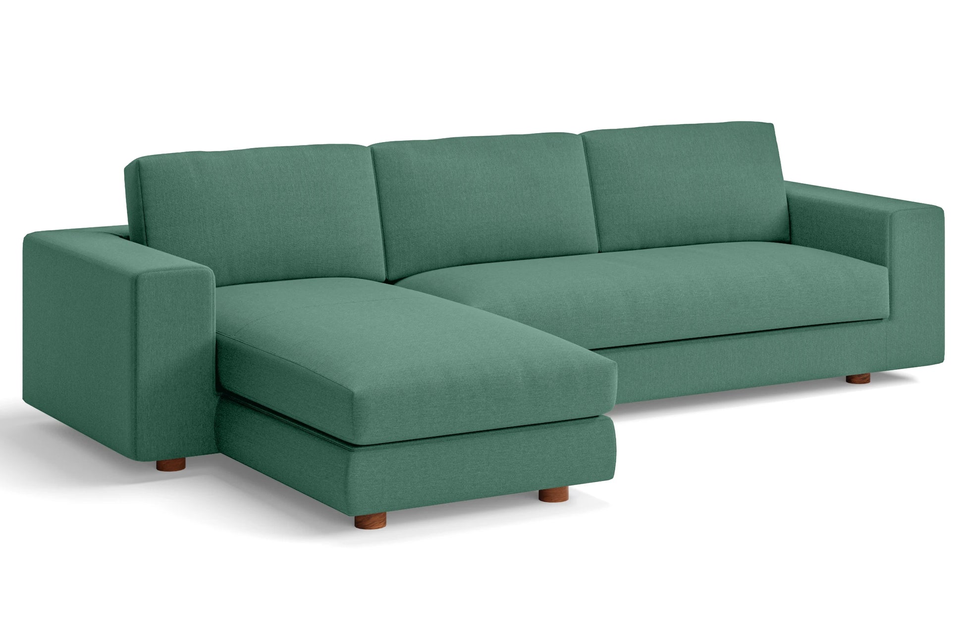 Arezzo 4 Seater Left Hand Facing Chaise Lounge Corner Sofa Mint Green Linen Fabric