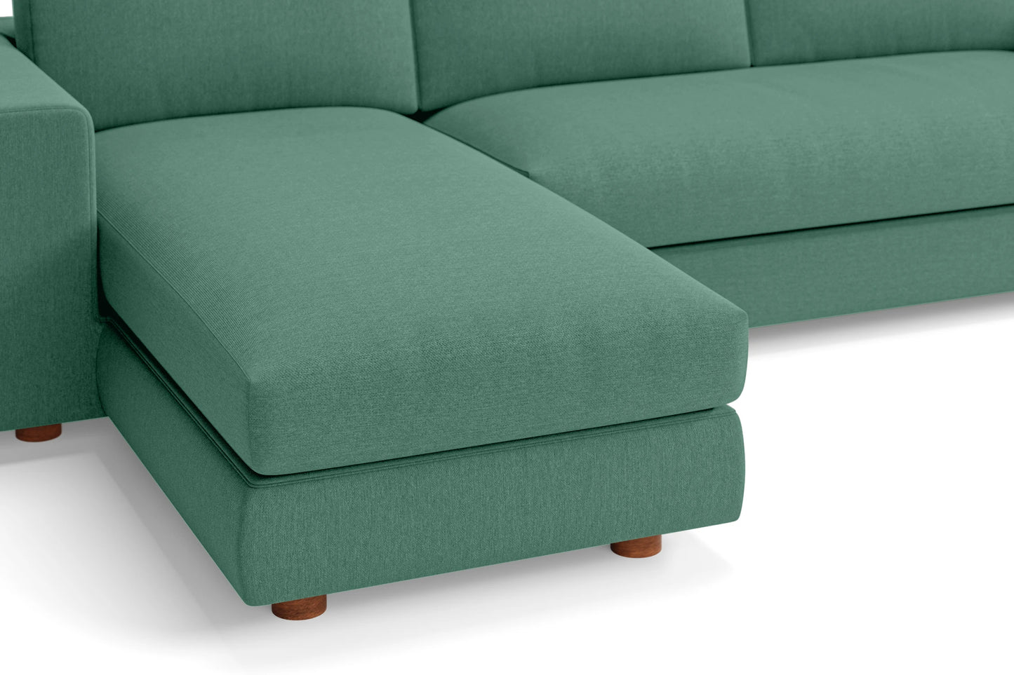 Arezzo 4 Seater Left Hand Facing Chaise Lounge Corner Sofa Mint Green Linen Fabric