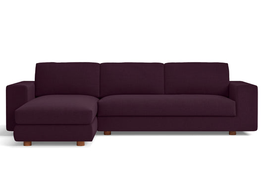 Arezzo 4 Seater Left Hand Facing Chaise Lounge Corner Sofa Purple Linen Fabric