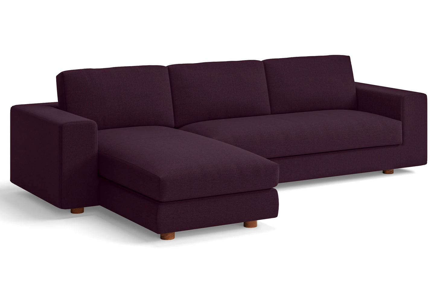 Arezzo 4 Seater Left Hand Facing Chaise Lounge Corner Sofa Purple Linen Fabric