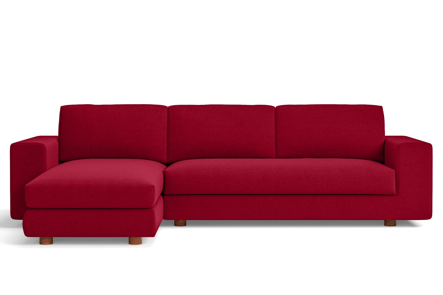 Arezzo 4 Seater Left Hand Facing Chaise Lounge Corner Sofa Red Linen Fabric