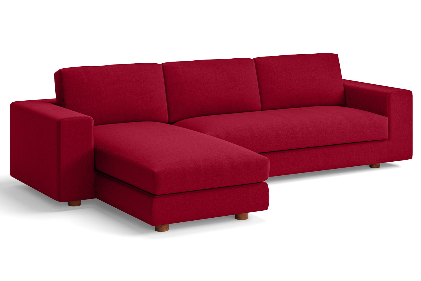 Arezzo 4 Seater Left Hand Facing Chaise Lounge Corner Sofa Red Linen Fabric