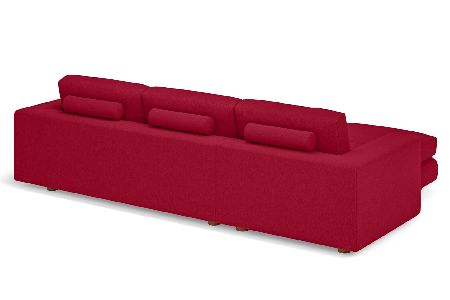 Arezzo 4 Seater Left Hand Facing Chaise Lounge Corner Sofa Red Linen Fabric