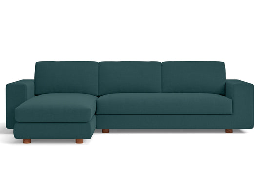 Arezzo 4 Seater Left Hand Facing Chaise Lounge Corner Sofa Teal Linen Fabric