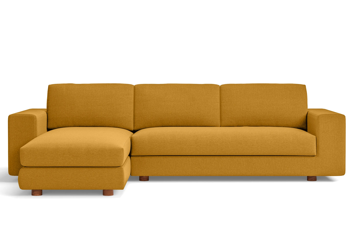 Arezzo 4 Seater Left Hand Facing Chaise Lounge Corner Sofa Yellow Linen Fabric