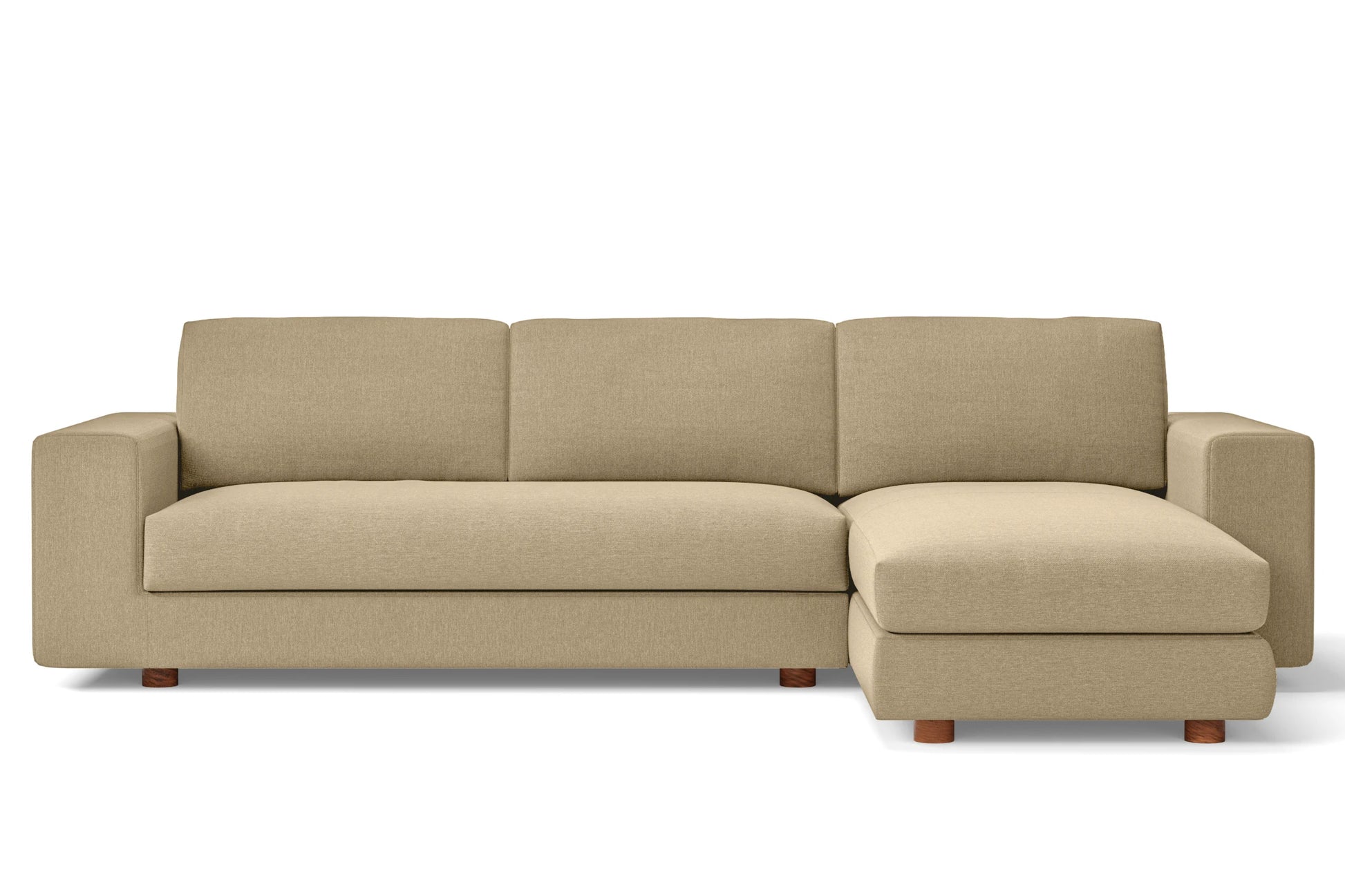 Arezzo 4 Seater Right Hand Facing Chaise Lounge Corner Sofa Beige Linen Fabric