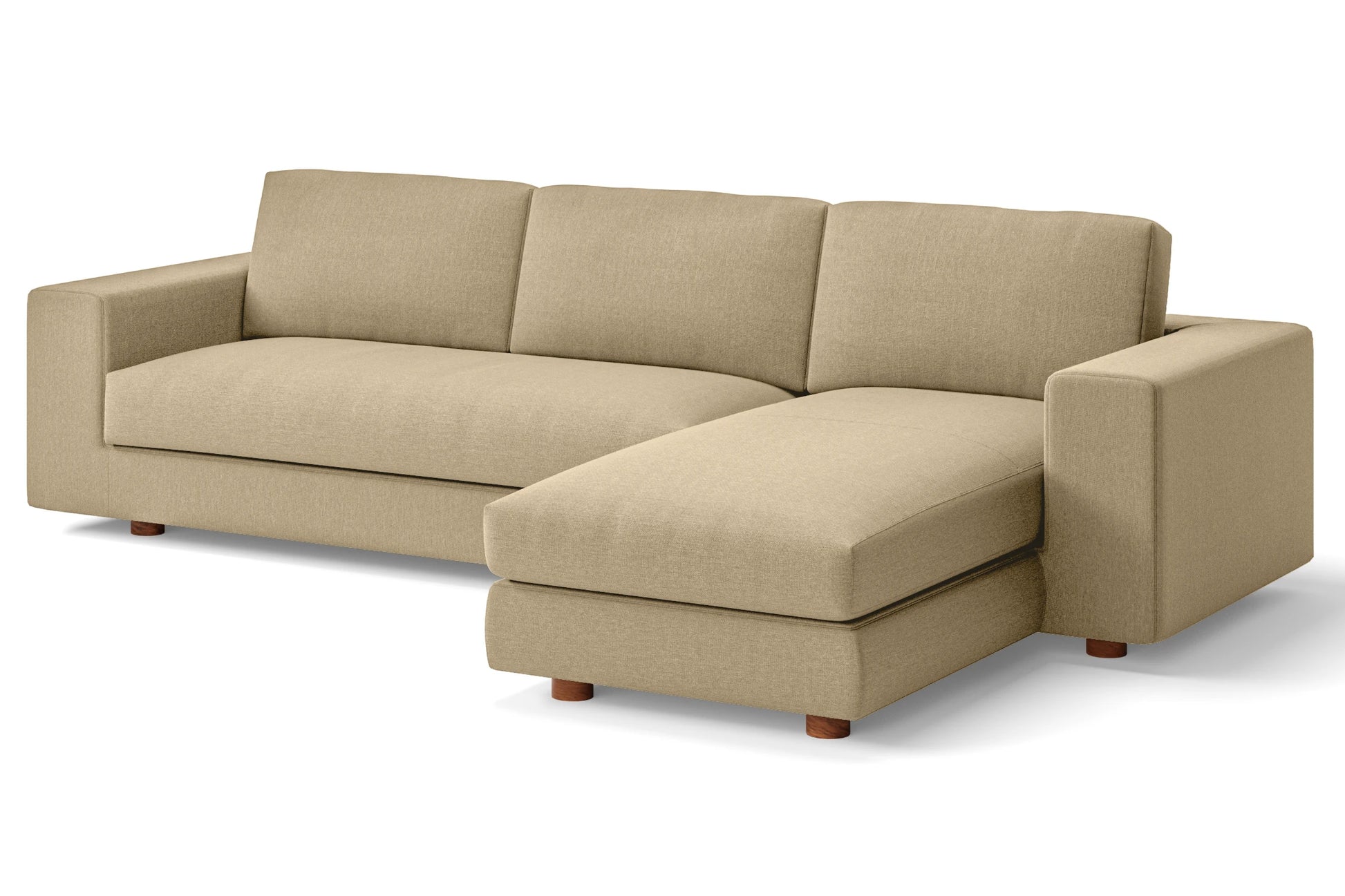 Arezzo 4 Seater Right Hand Facing Chaise Lounge Corner Sofa Beige Linen Fabric