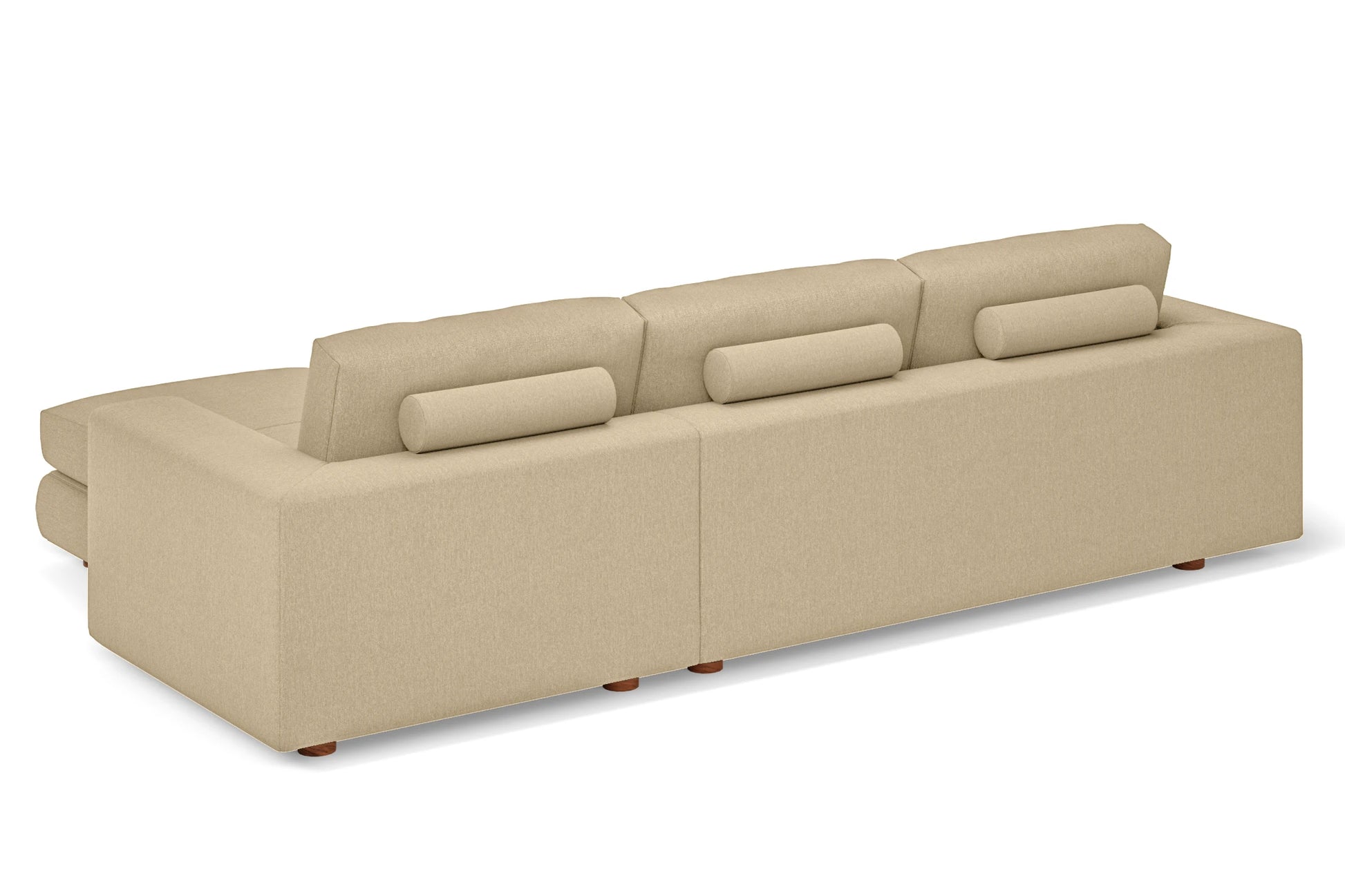 Arezzo 4 Seater Right Hand Facing Chaise Lounge Corner Sofa Beige Linen Fabric