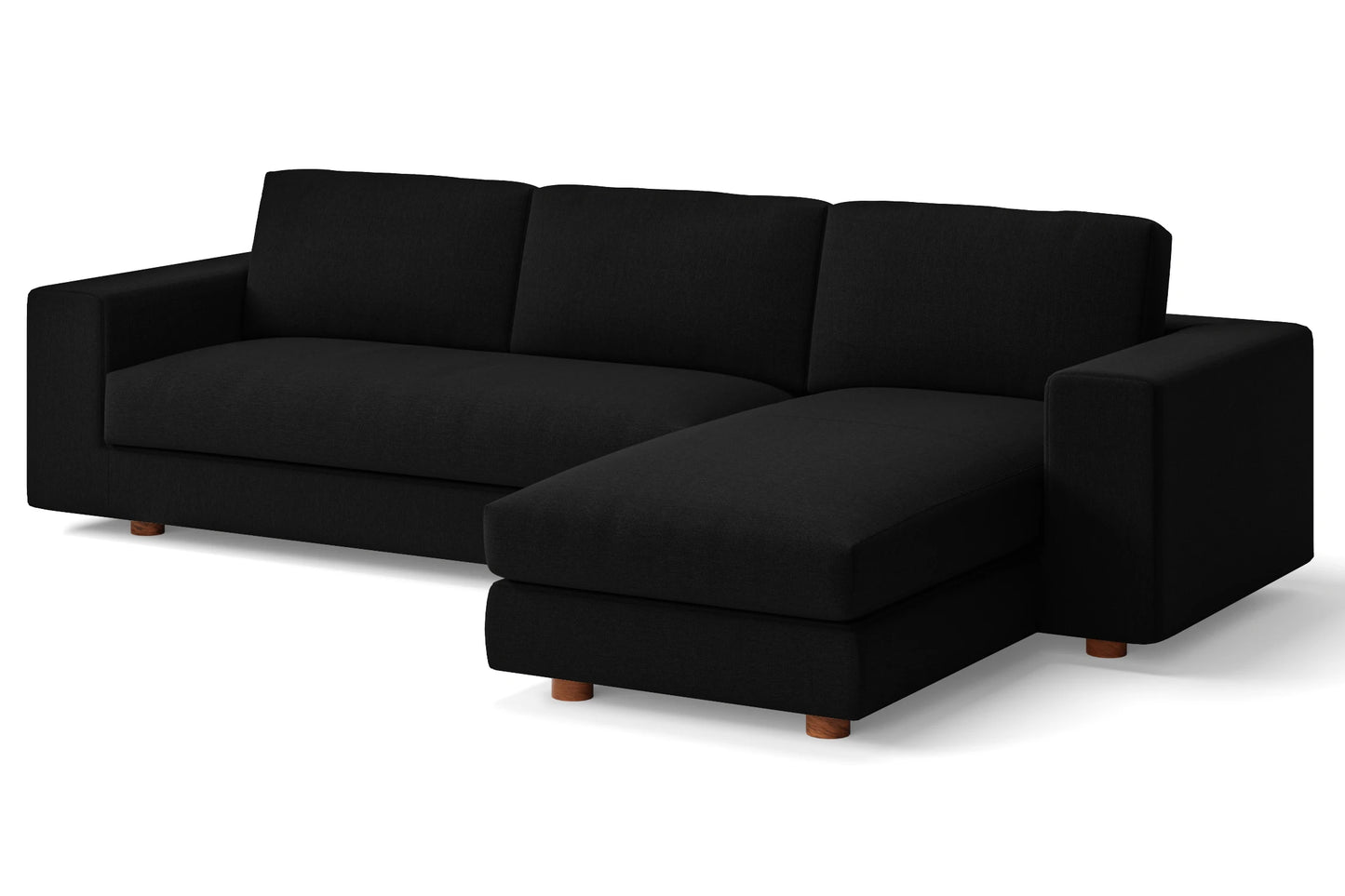 Arezzo 4 Seater Right Hand Facing Chaise Lounge Corner Sofa Black Linen Fabric