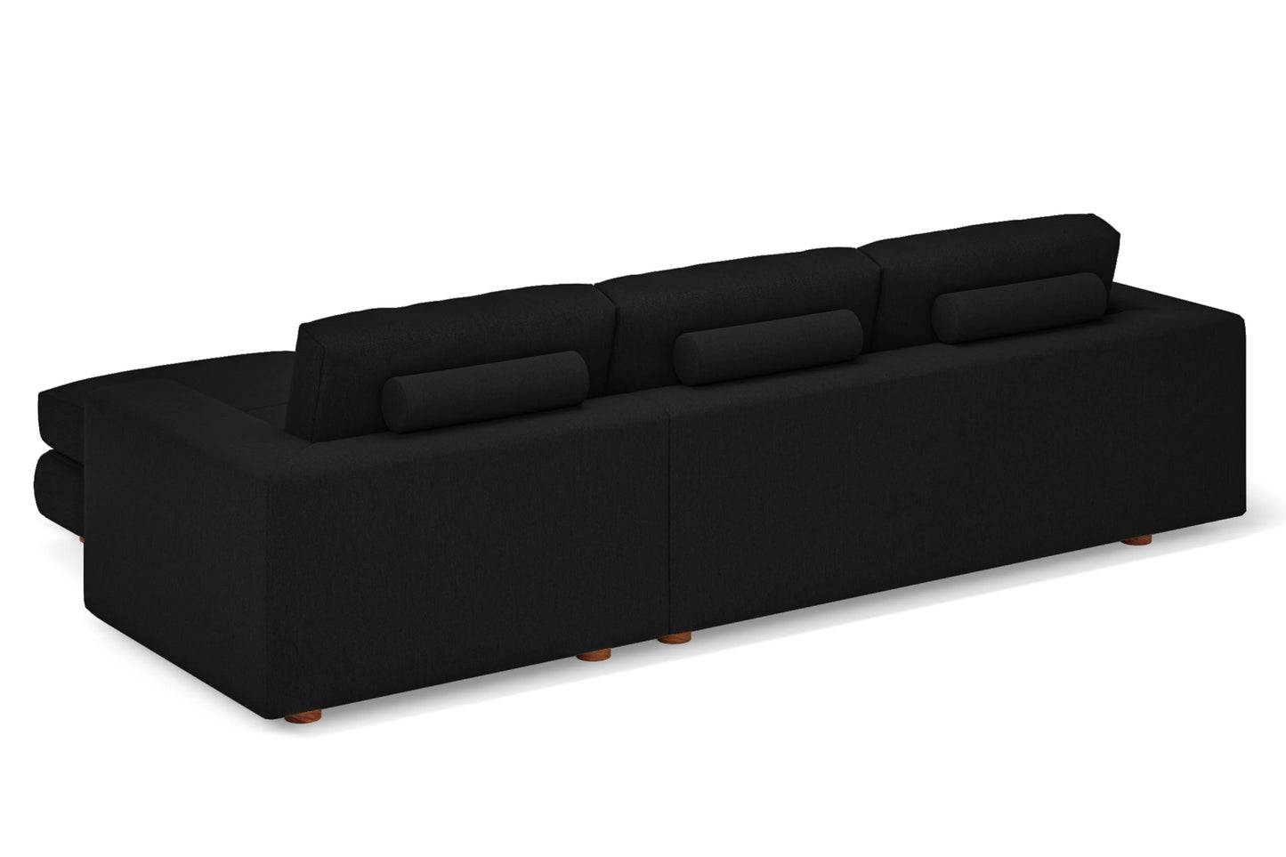 Arezzo 4 Seater Right Hand Facing Chaise Lounge Corner Sofa Black Linen Fabric