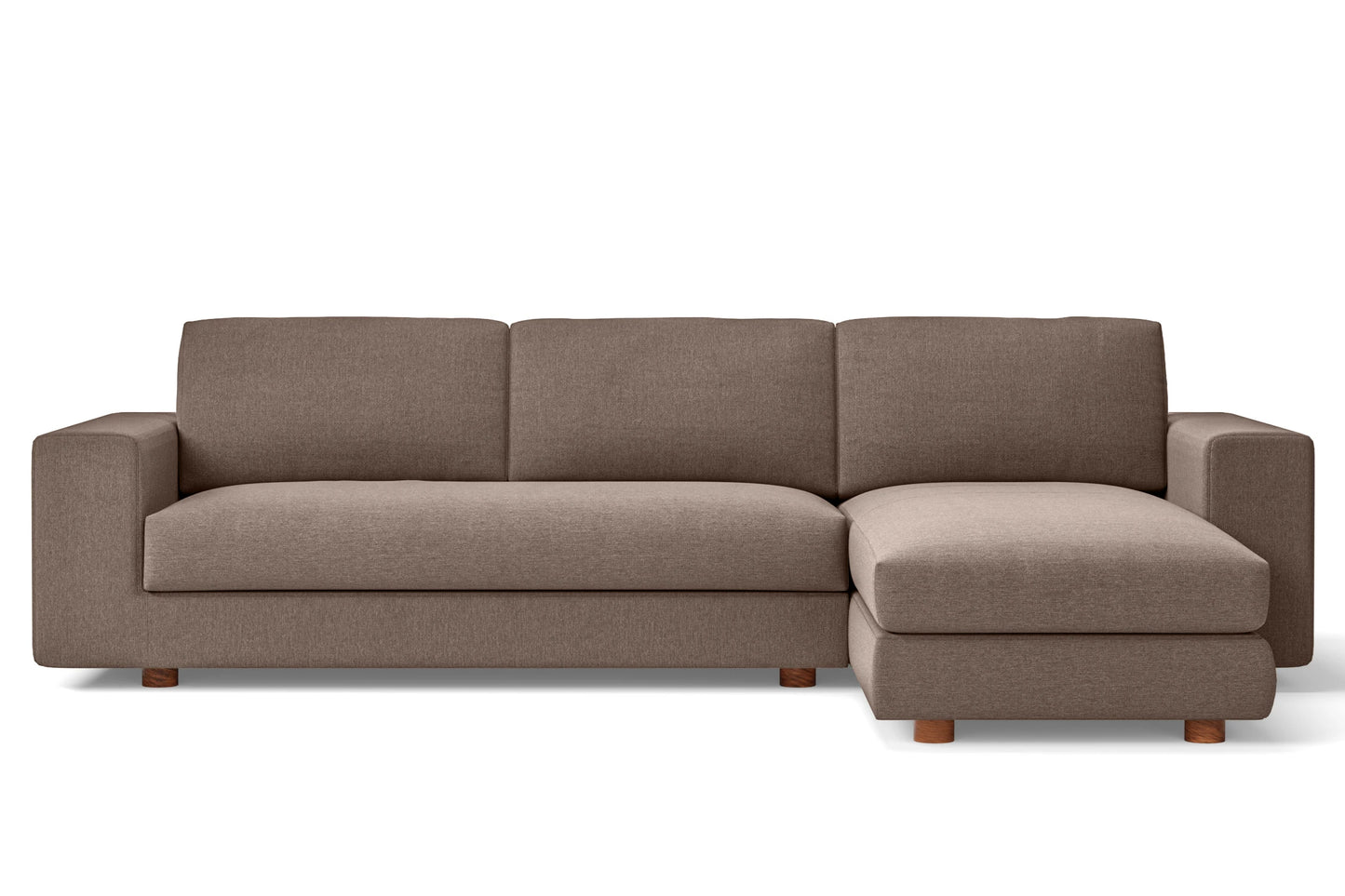 Arezzo 4 Seater Right Hand Facing Chaise Lounge Corner Sofa Caramel Linen Fabric