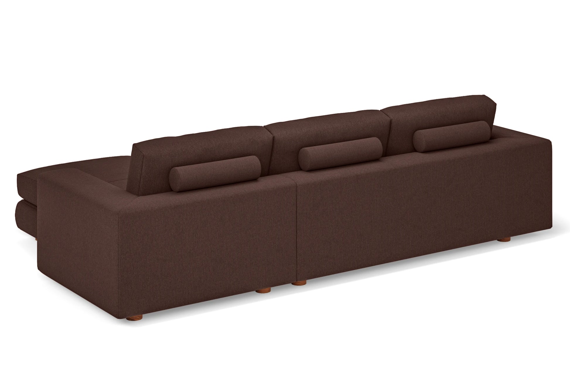 Arezzo 4 Seater Right Hand Facing Chaise Lounge Corner Sofa Coffee Brown Linen Fabric