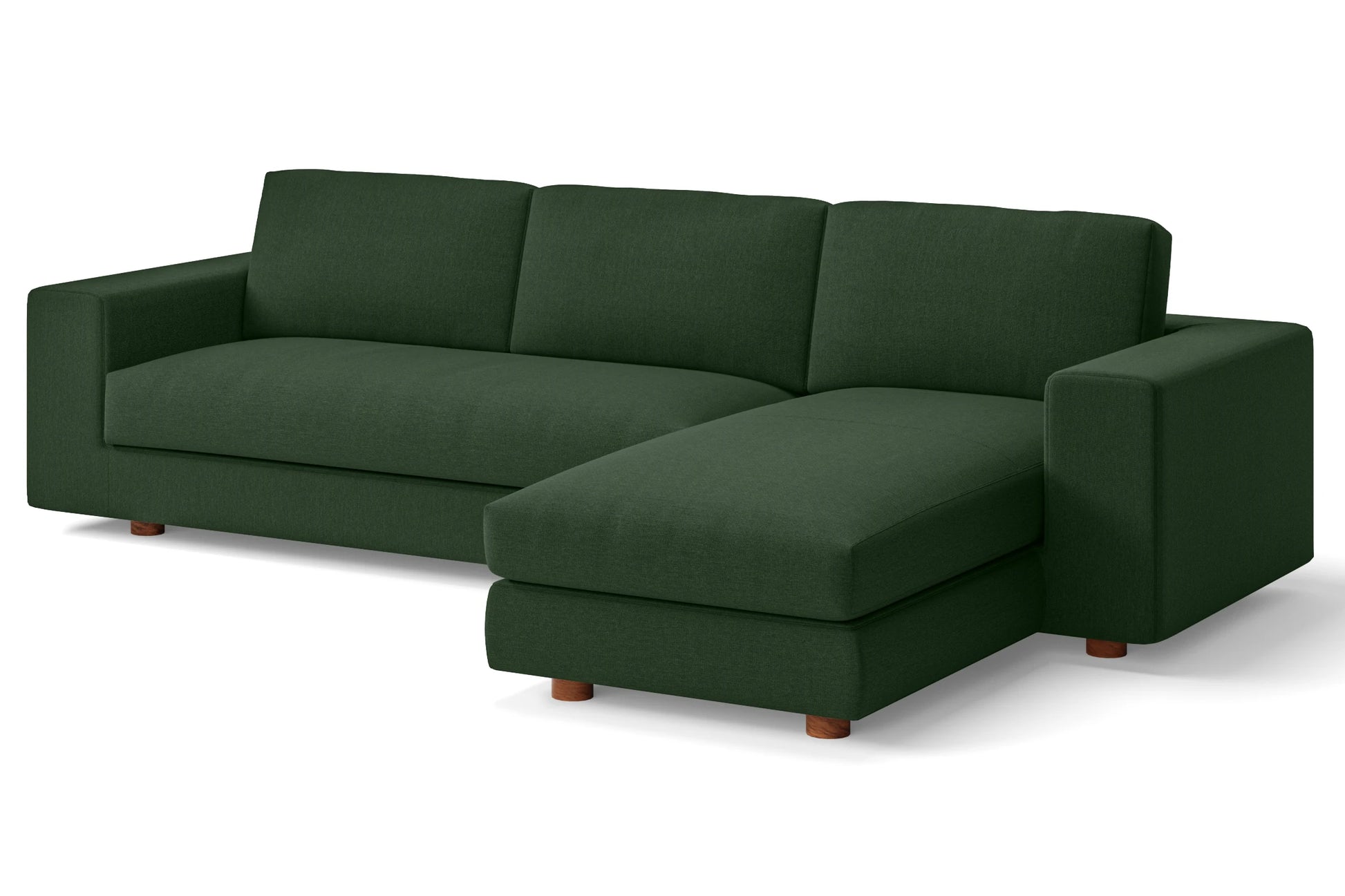 Arezzo 4 Seater Right Hand Facing Chaise Lounge Corner Sofa Forest Green Linen Fabric