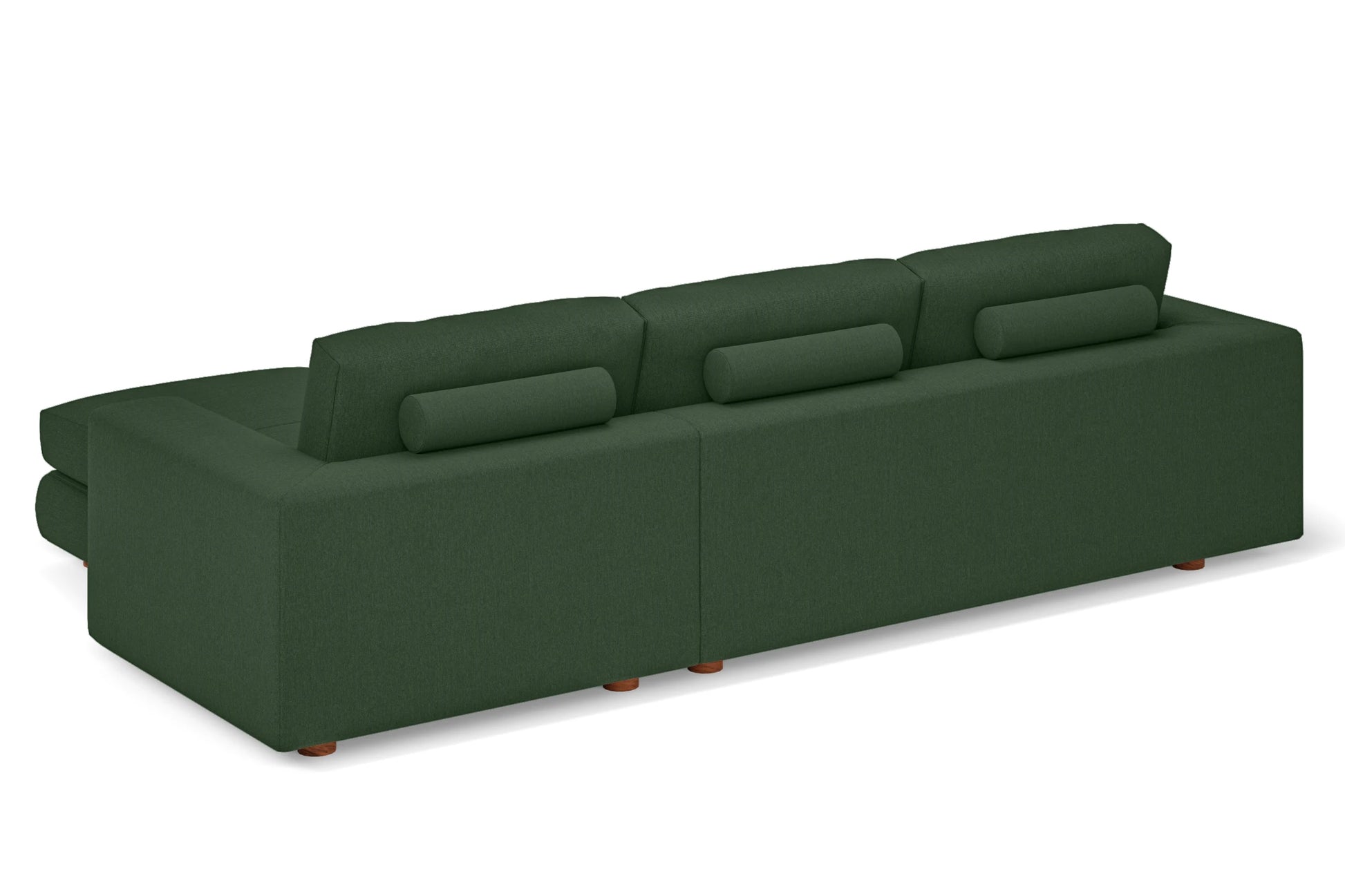 Arezzo 4 Seater Right Hand Facing Chaise Lounge Corner Sofa Forest Green Linen Fabric