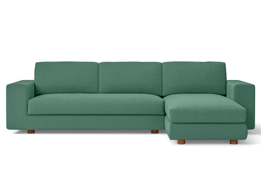 Arezzo 4 Seater Right Hand Facing Chaise Lounge Corner Sofa Mint Green Linen Fabric