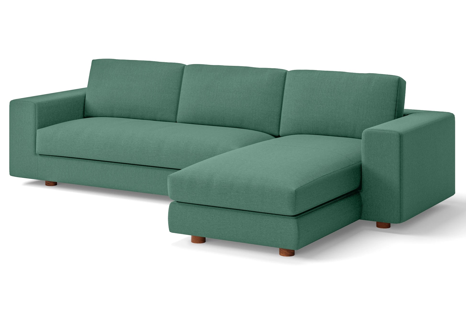 Arezzo 4 Seater Right Hand Facing Chaise Lounge Corner Sofa Mint Green Linen Fabric