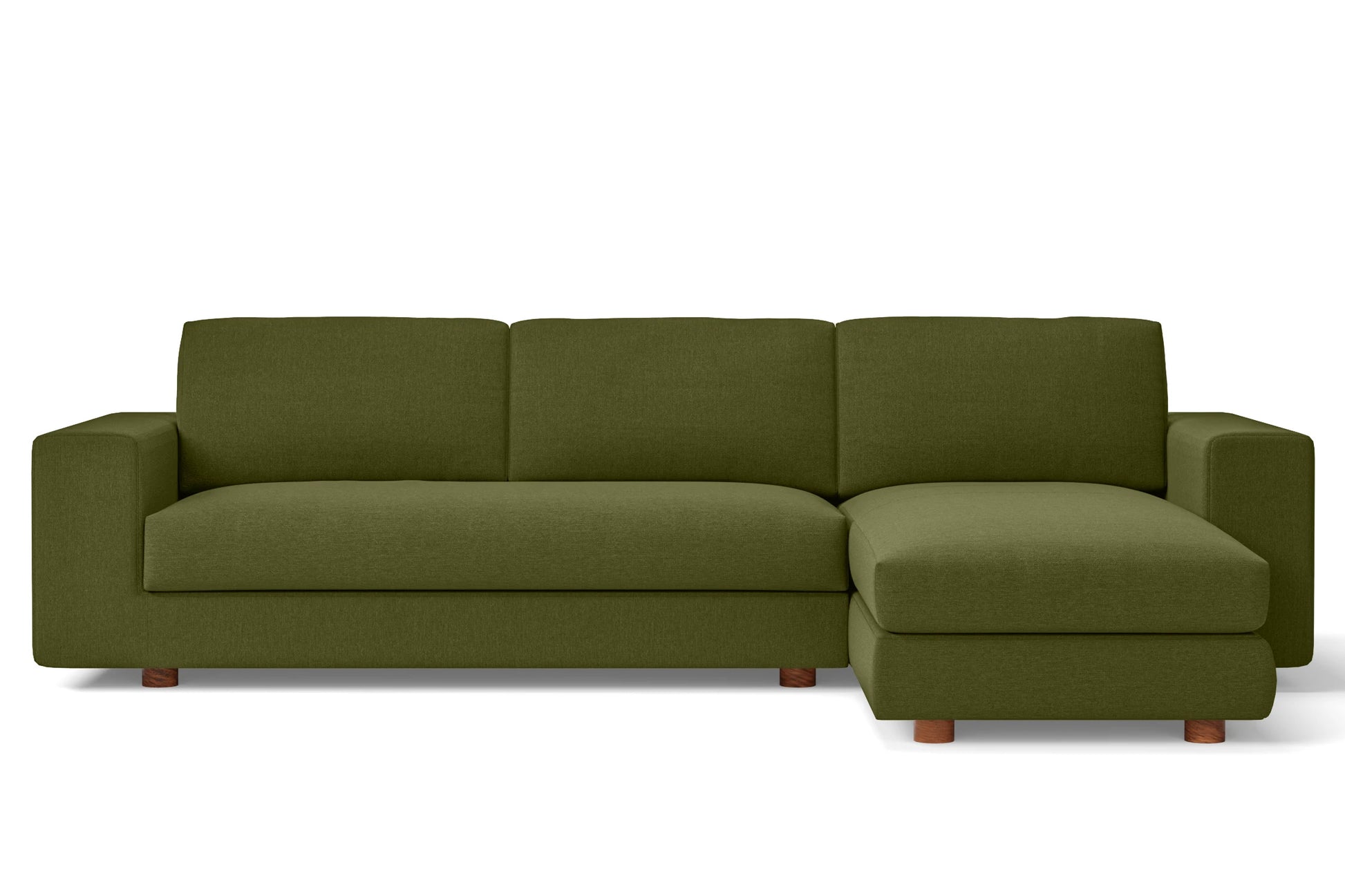 Arezzo 4 Seater Right Hand Facing Chaise Lounge Corner Sofa Olive Linen Fabric