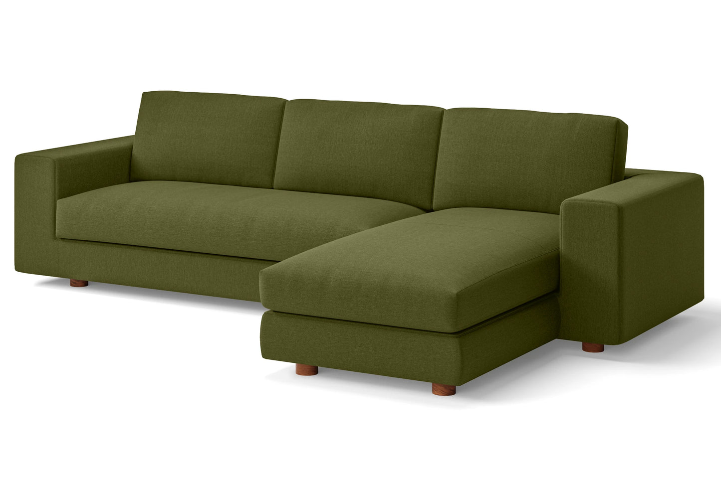 Arezzo 4 Seater Right Hand Facing Chaise Lounge Corner Sofa Olive Linen Fabric