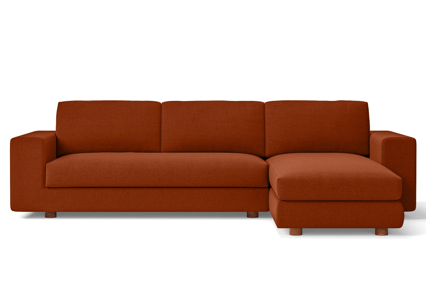 Arezzo 4 Seater Right Hand Facing Chaise Lounge Corner Sofa Orange Linen Fabric