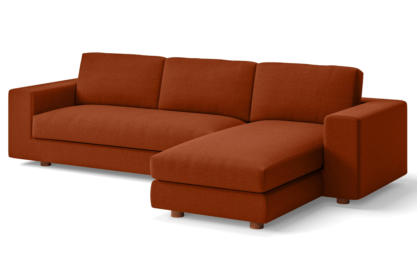 Arezzo 4 Seater Right Hand Facing Chaise Lounge Corner Sofa Orange Linen Fabric