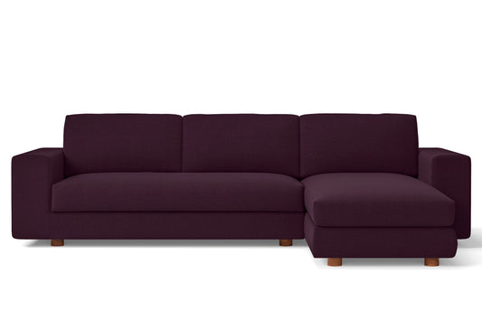 Arezzo 4 Seater Right Hand Facing Chaise Lounge Corner Sofa Purple Linen Fabric