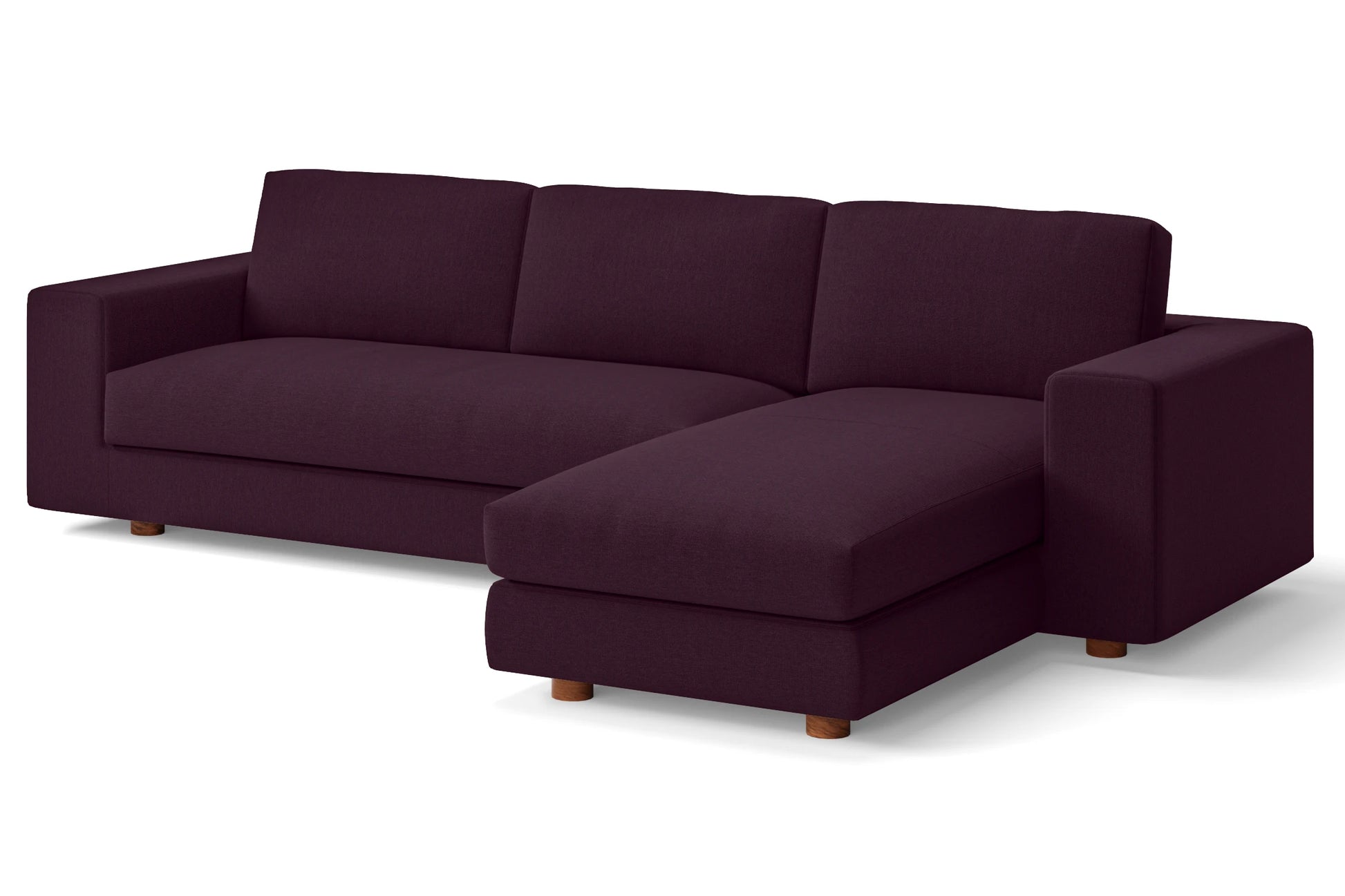 Arezzo 4 Seater Right Hand Facing Chaise Lounge Corner Sofa Purple Linen Fabric