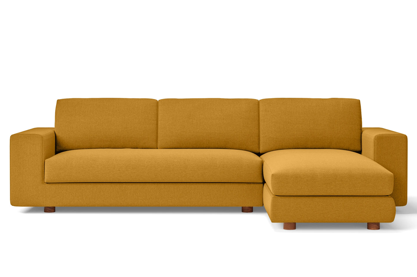 Arezzo 4 Seater Right Hand Facing Chaise Lounge Corner Sofa Yellow Linen Fabric