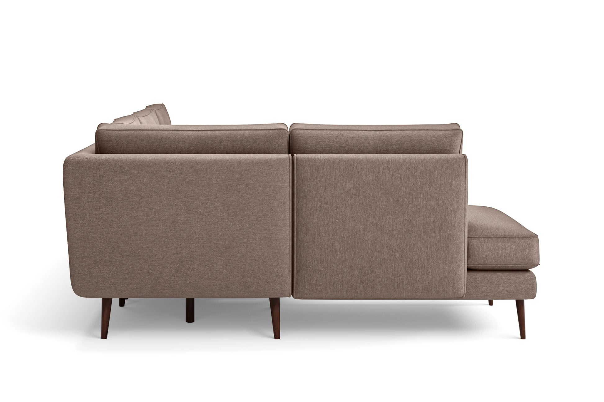 Avellino 3 Seater Left Hand Facing Chaise Lounge Corner Sofa Caramel Linen Fabric