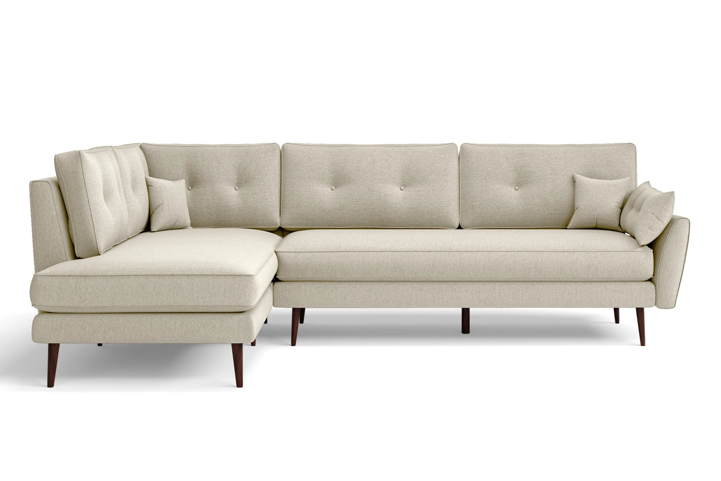 Avellino 3 Seater Left Hand Facing Chaise Lounge Corner Sofa Cream Linen Fabric