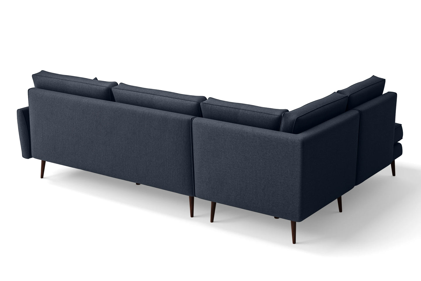 Avellino 3 Seater Left Hand Facing Chaise Lounge Corner Sofa Dark Blue Linen Fabric