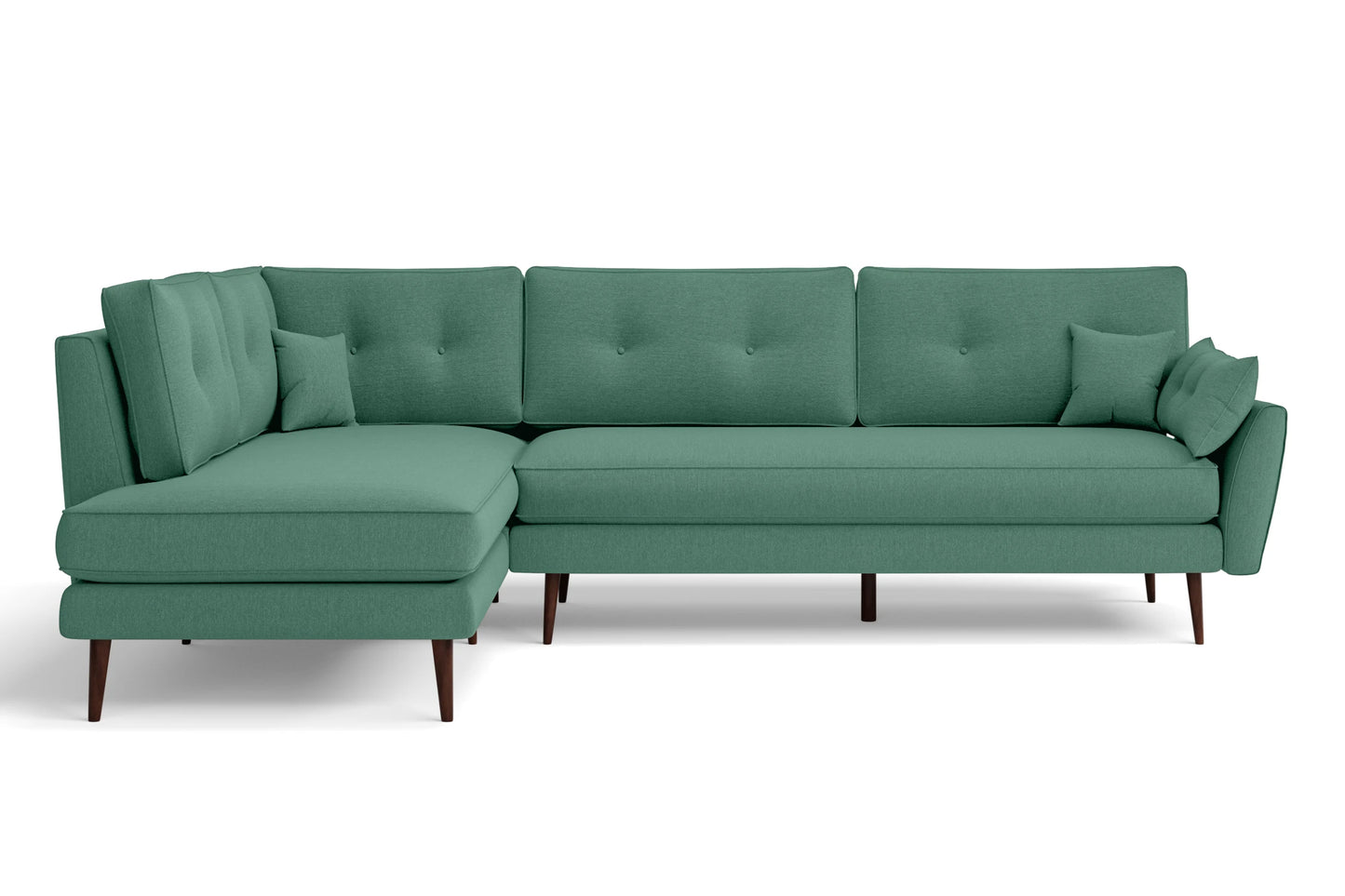 Avellino 3 Seater Left Hand Facing Chaise Lounge Corner Sofa Mint Green Linen Fabric