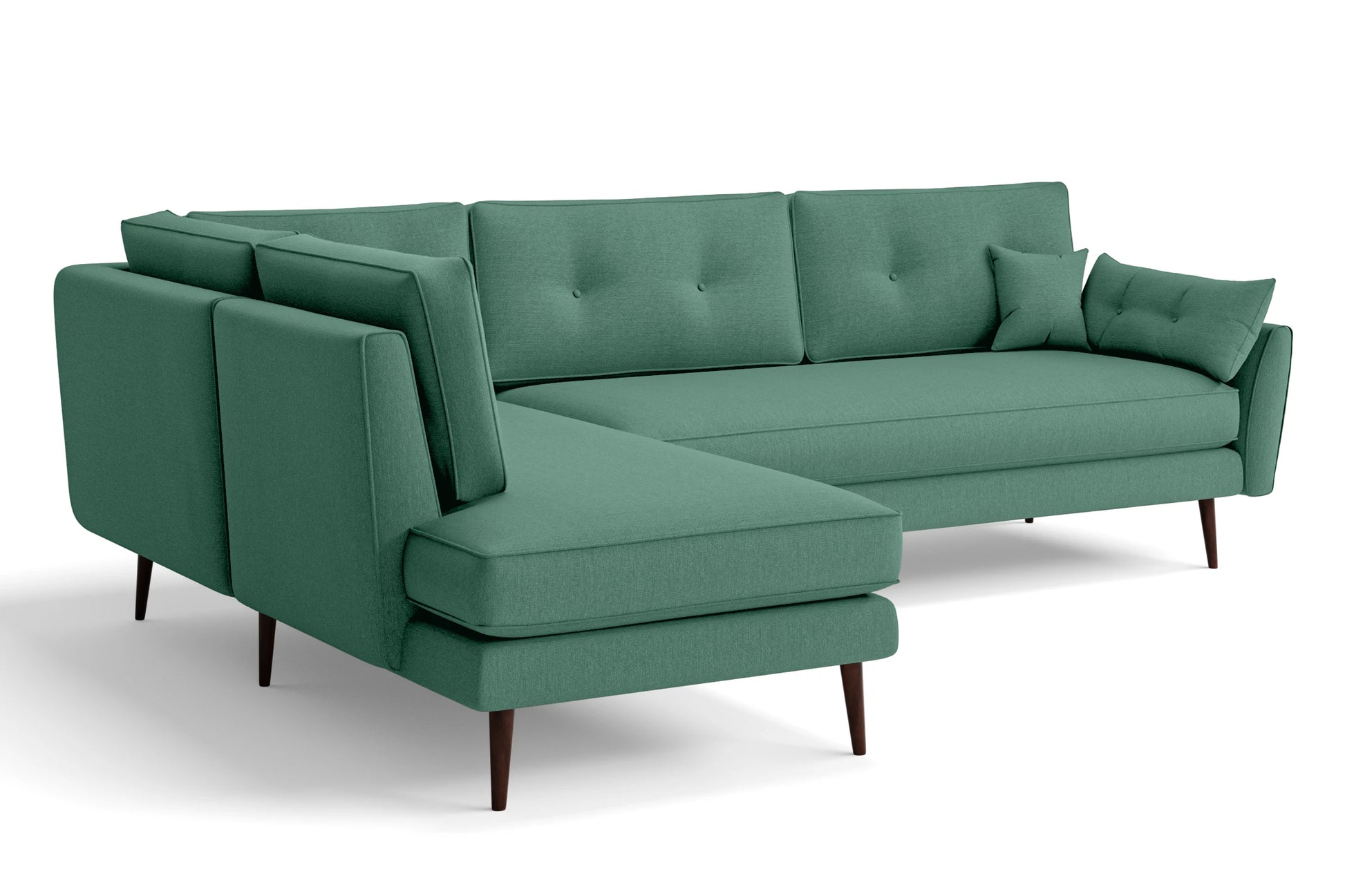 Avellino 3 Seater Left Hand Facing Chaise Lounge Corner Sofa Mint Green Linen Fabric