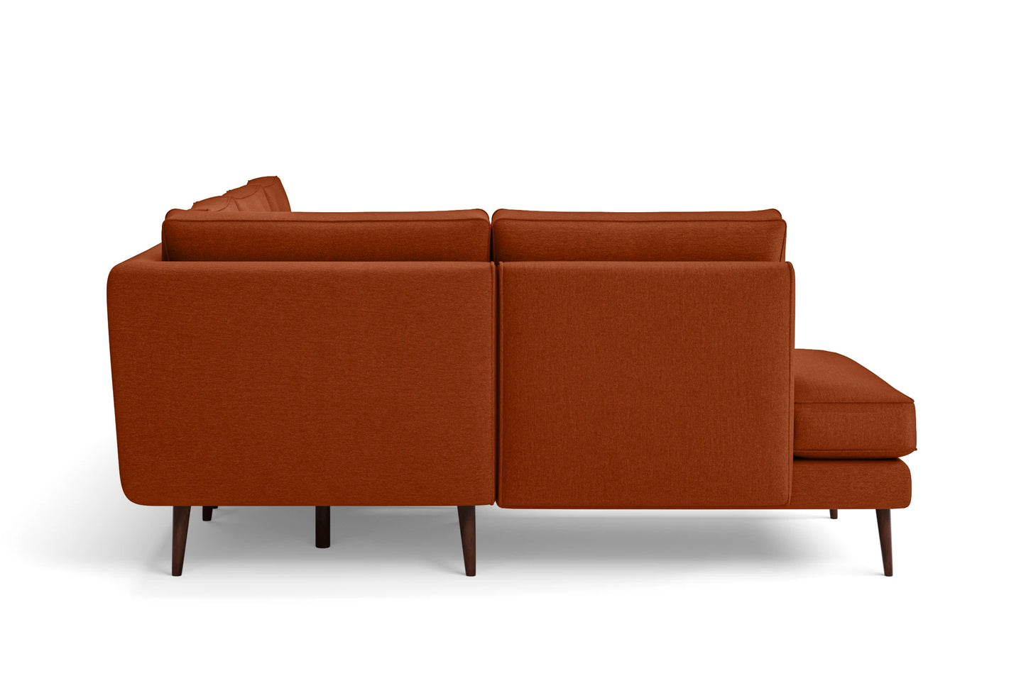 Avellino 3 Seater Left Hand Facing Chaise Lounge Corner Sofa Orange Linen Fabric