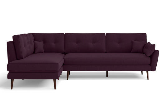 Avellino 3 Seater Left Hand Facing Chaise Lounge Corner Sofa Purple Linen Fabric