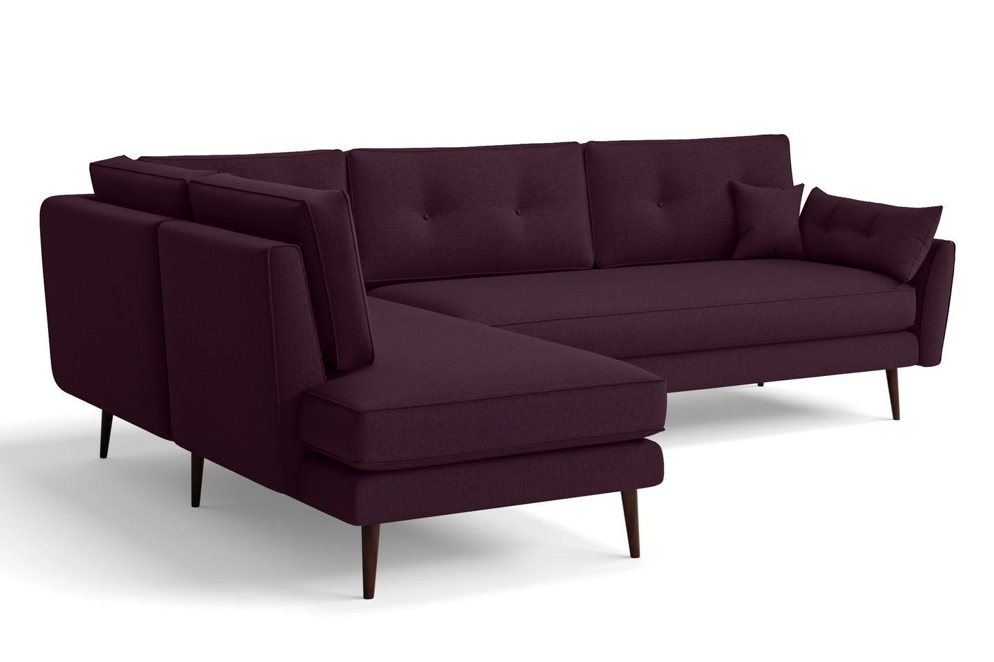 Avellino 3 Seater Left Hand Facing Chaise Lounge Corner Sofa Purple Linen Fabric