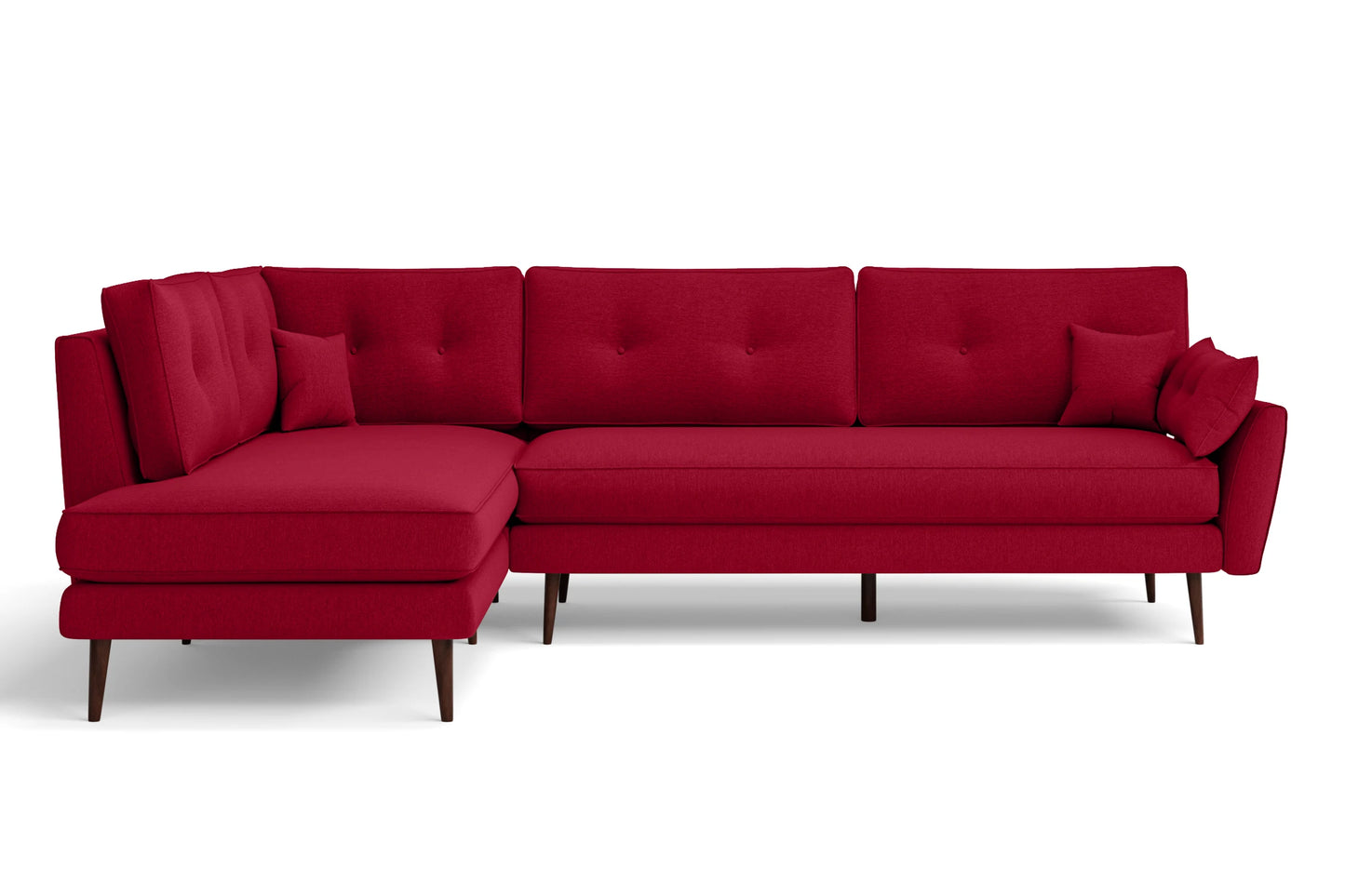 Avellino 3 Seater Left Hand Facing Chaise Lounge Corner Sofa Red Linen Fabric