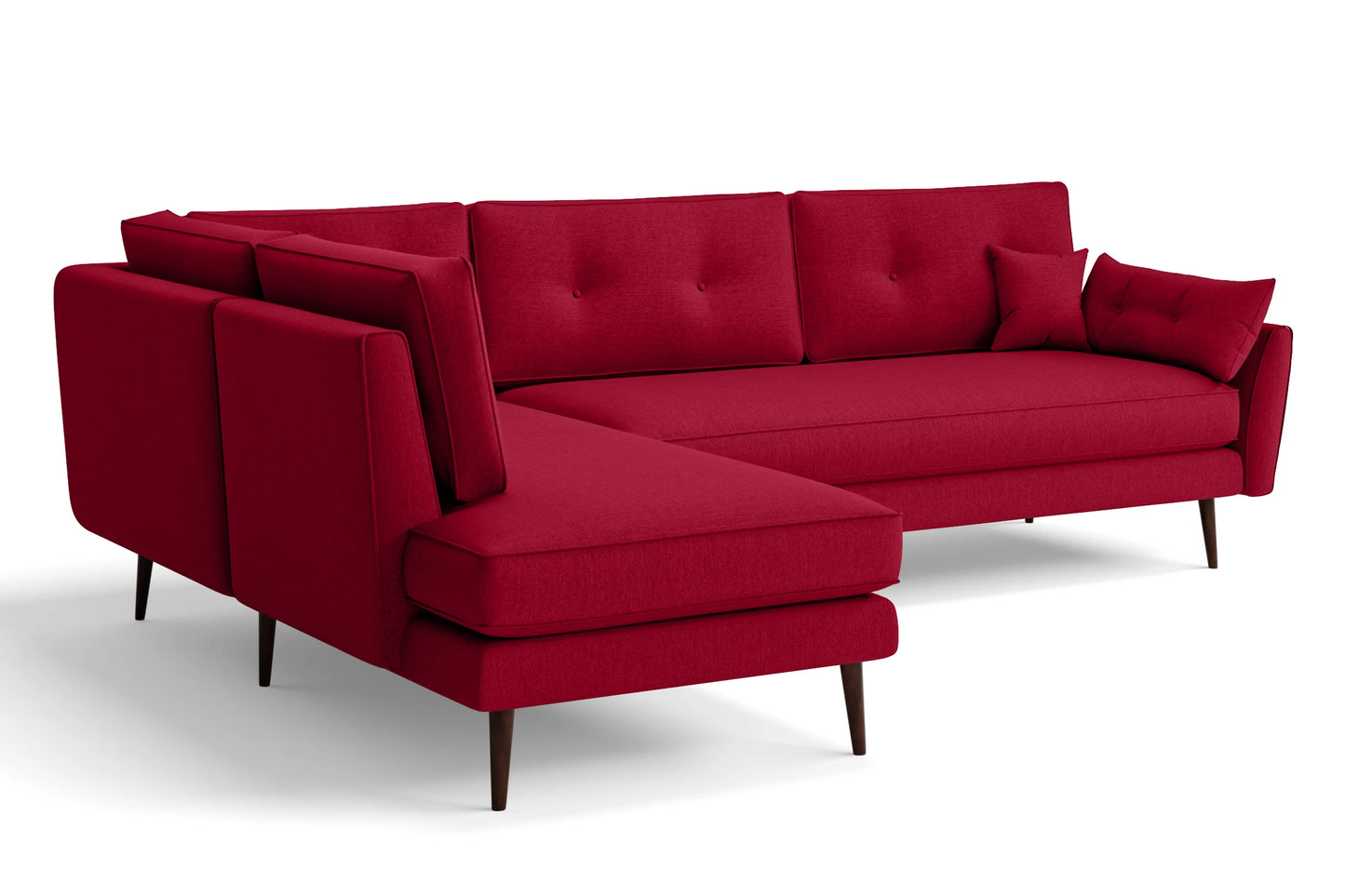 Avellino 3 Seater Left Hand Facing Chaise Lounge Corner Sofa Red Linen Fabric