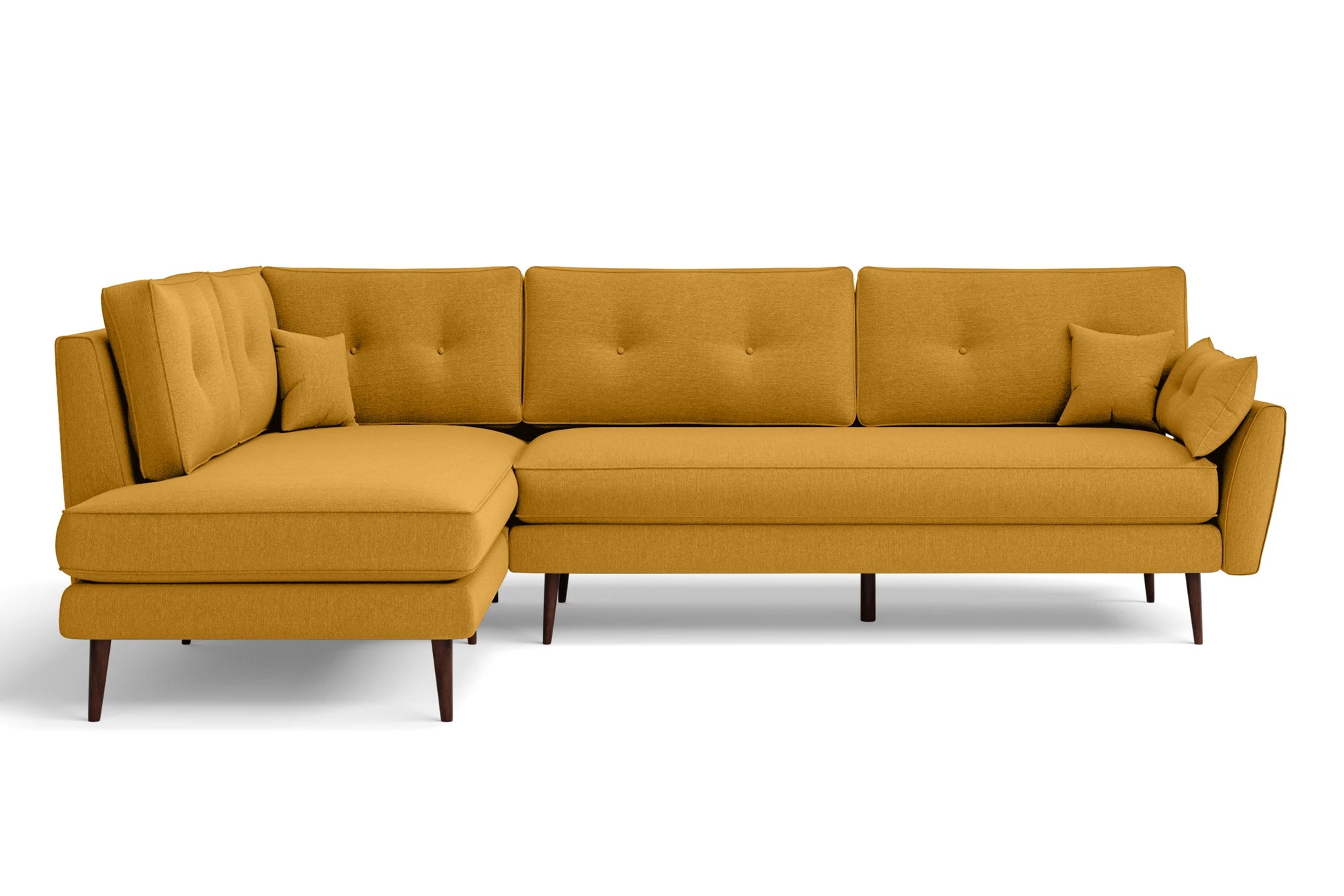 Avellino 3 Seater Left Hand Facing Chaise Lounge Corner Sofa Yellow Linen Fabric