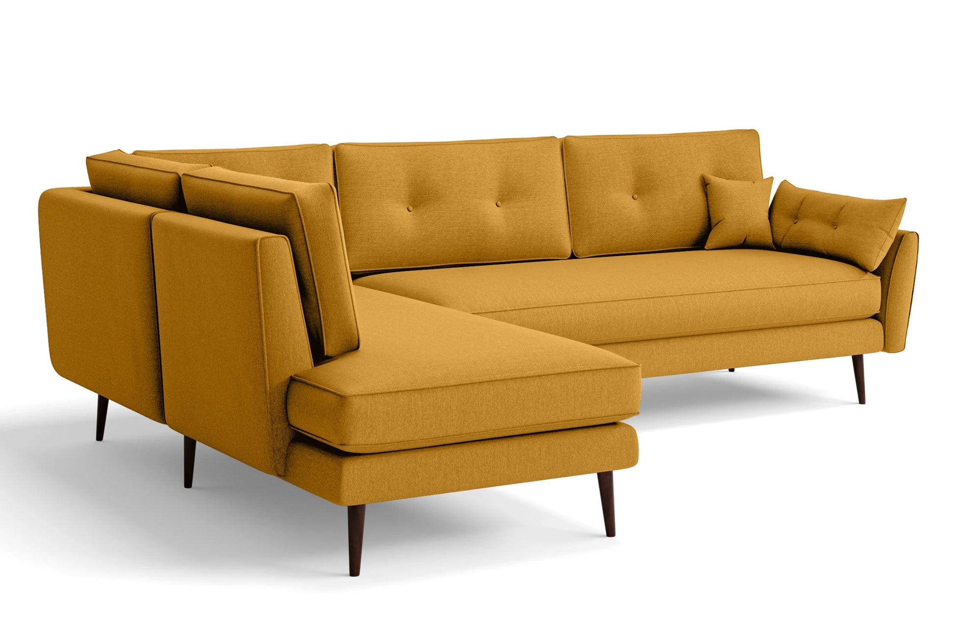 Avellino 3 Seater Left Hand Facing Chaise Lounge Corner Sofa Yellow Linen Fabric