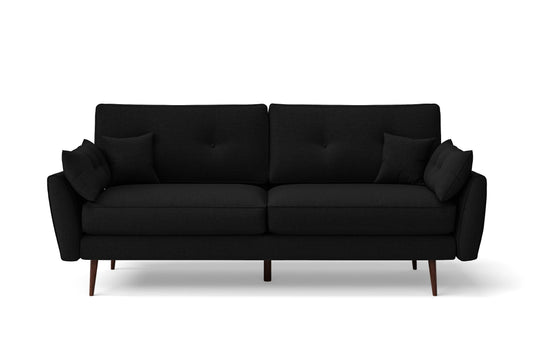 Avellino 3 Seater Sofa Black Linen Fabric