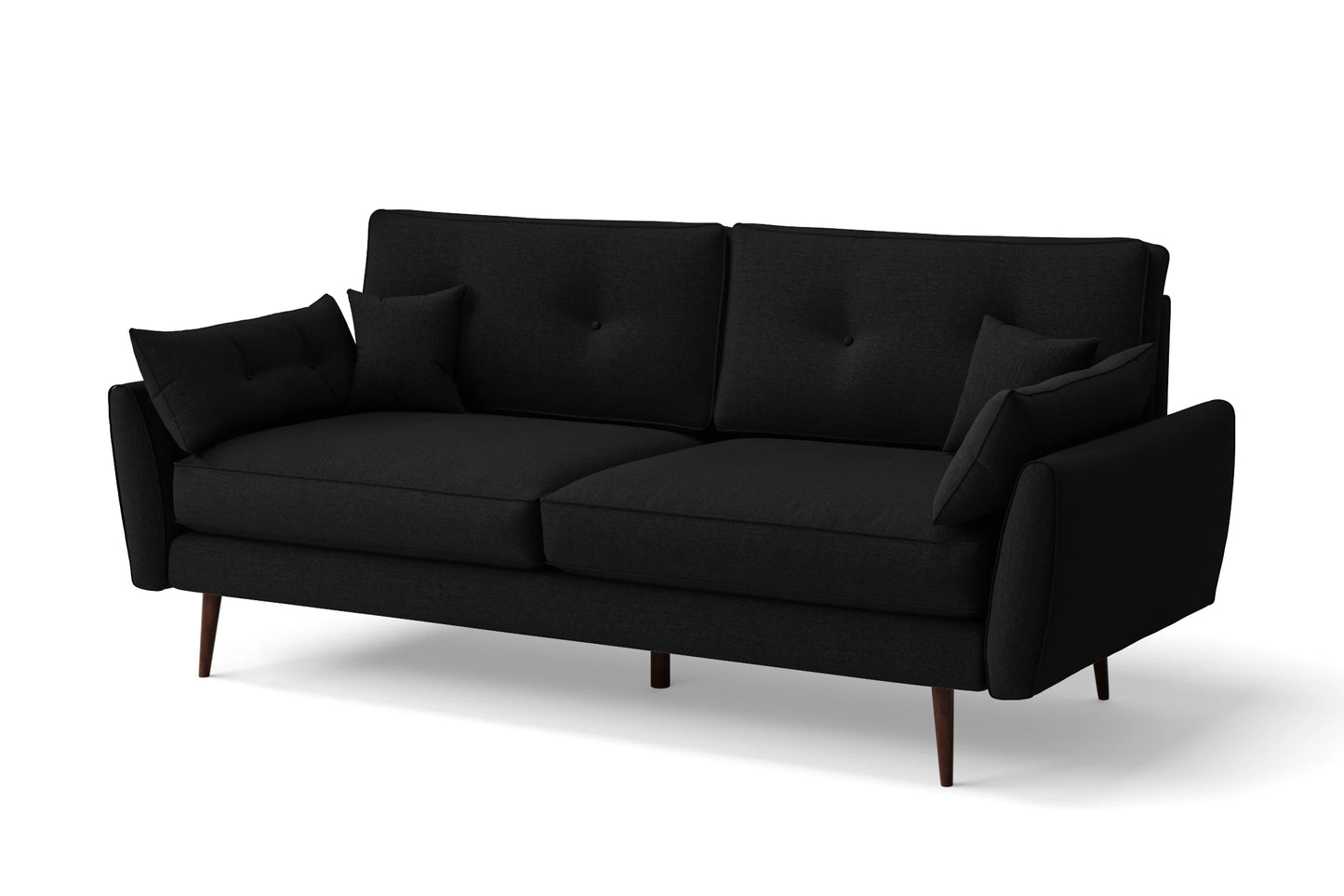 Avellino 3 Seater Sofa Black Linen Fabric