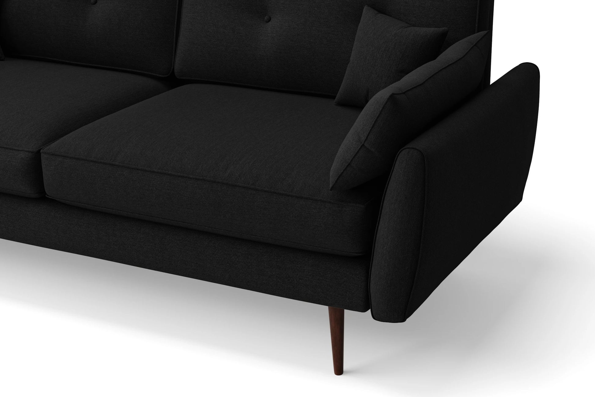 Avellino 3 Seater Sofa Black Linen Fabric