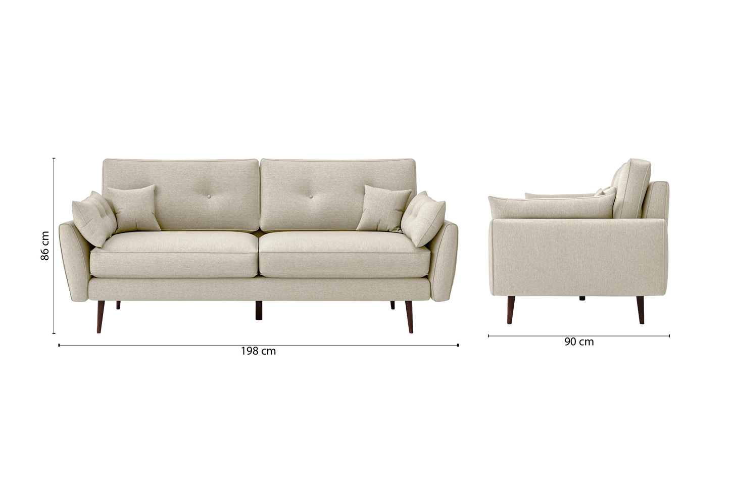 Avellino 3 Seater Sofa Cream Linen Fabric