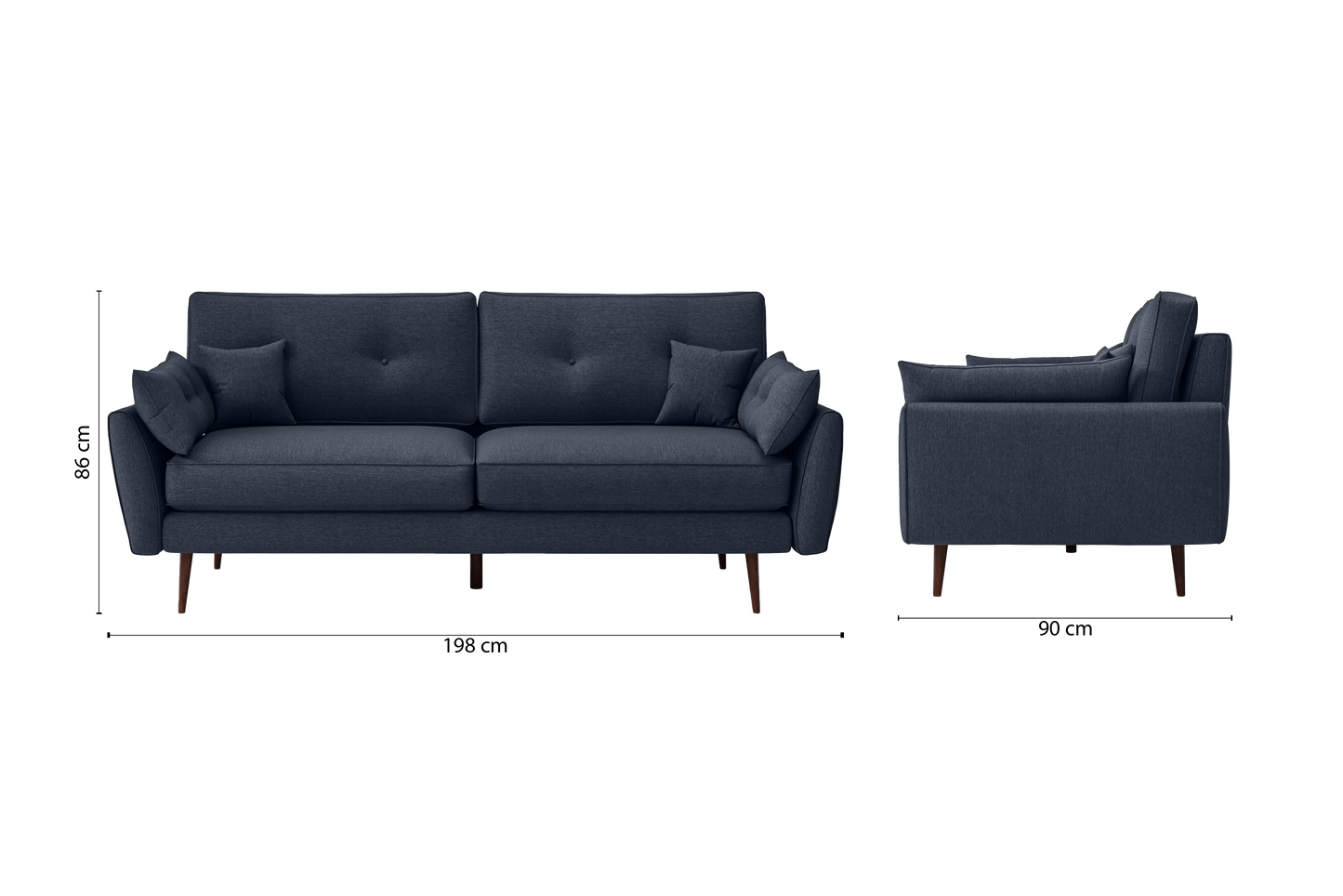 Avellino 3 Seater Sofa Dark Blue Linen Fabric