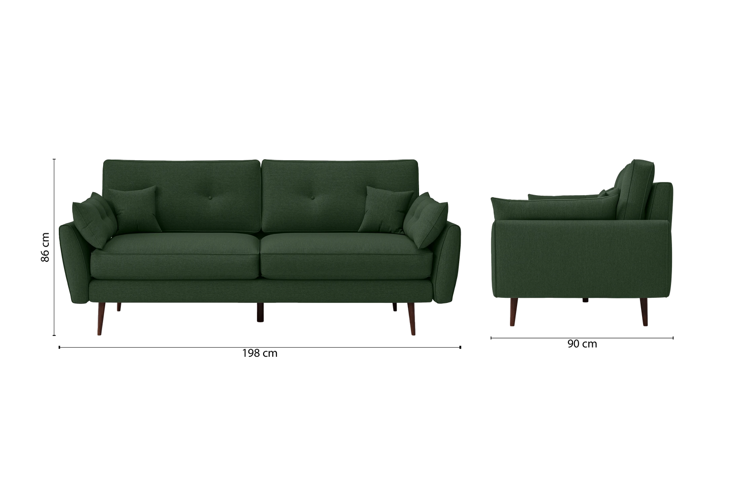 Avellino 3 Seater Sofa Forest Green Linen Fabric