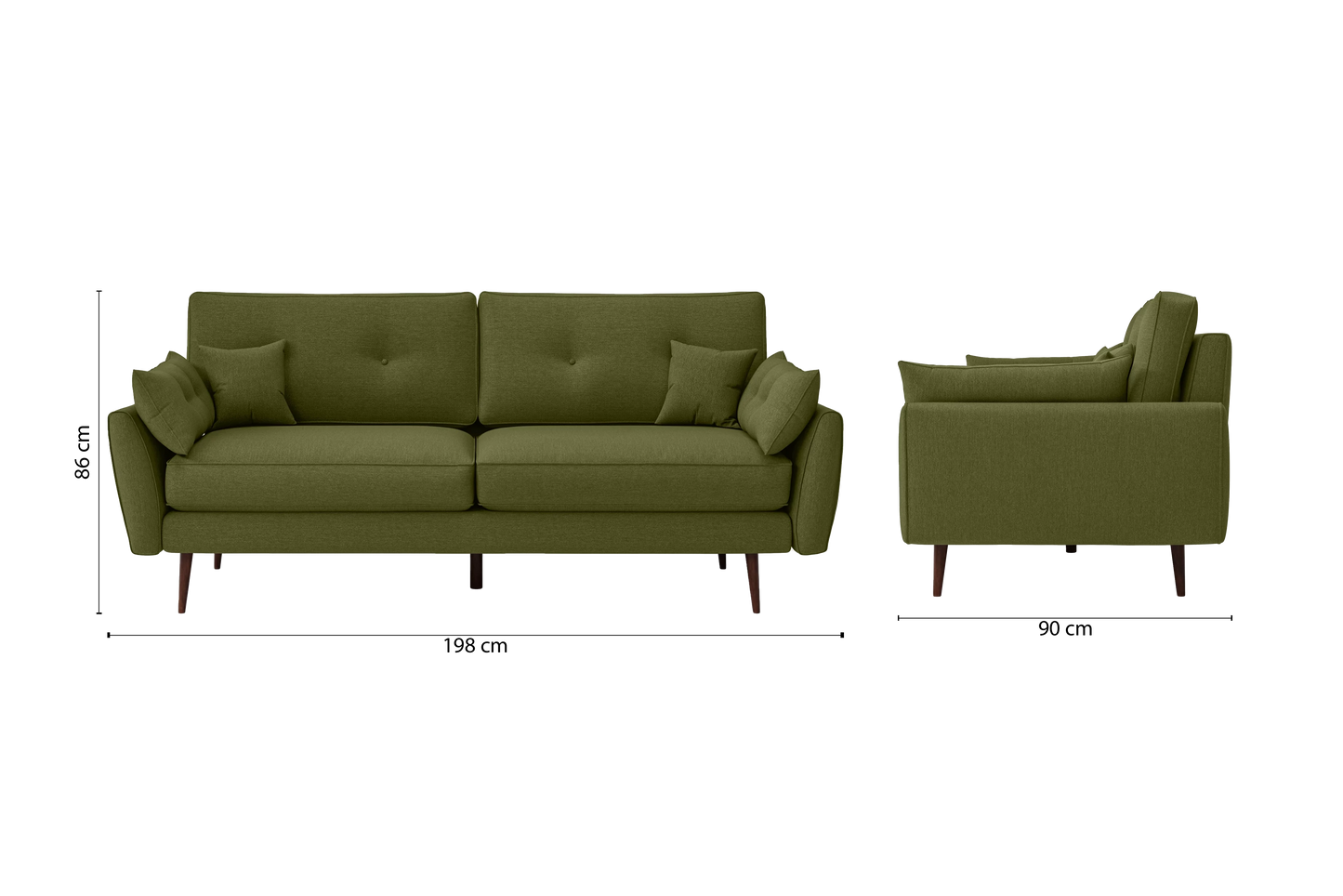 Avellino 3 Seater Sofa Olive Linen Fabric