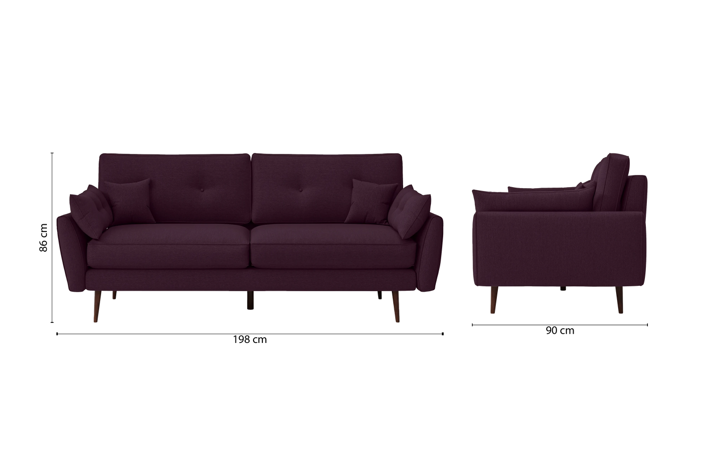 Avellino 3 Seater Sofa Purple Linen Fabric